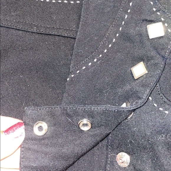 Mens Panhandle Slim XXL long sleeve black pearlsnap shirt - Picture 7 of 7